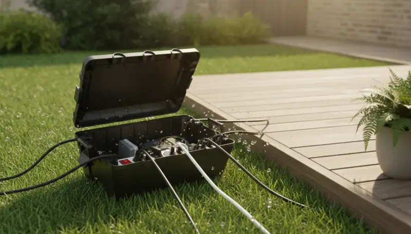 Sichere Kabelbox für Außensteckdosen